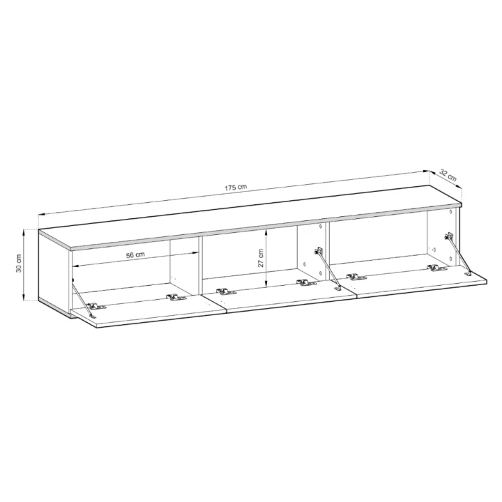 Szafka wisząca RTV 175 cm Toro wymiary