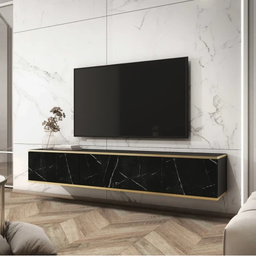 Szafka wisząca RTV 175 cm Toro w kolorze czarny-marmur