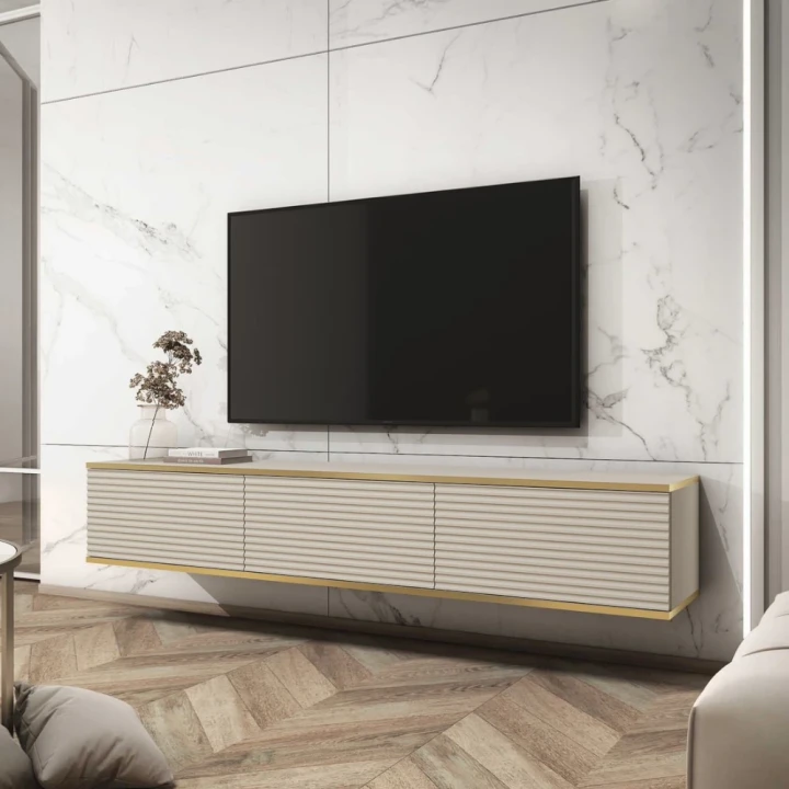 Szafka wisząca RTV 175 cm Toro ryflowana beżowa