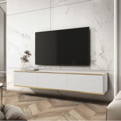 Szafka wisząca RTV 175 cm Toro ryflowana biała