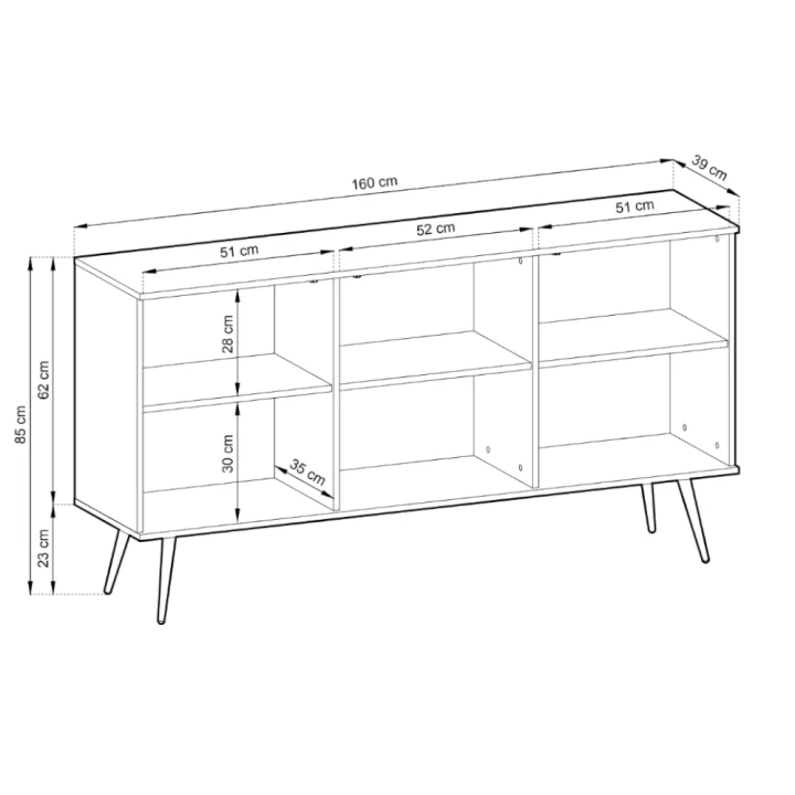 Komoda trzydrzwiowa 160 cm Tora wymiary
