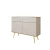 Komoda dwudrzwiowa 107 cm Tora z szufladami w kolorze beżowym ze złotymi nogami na białym tle