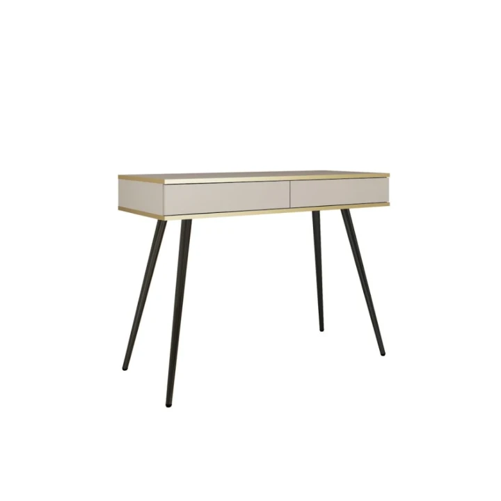 Toaletka Toro z szufladami w kolorze beżowym z czarnymi nogami na białym tle