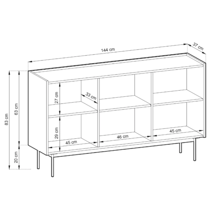 Komoda Avenor trzydrzwiowa wymiary