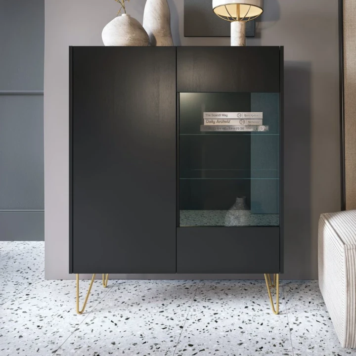 Witryna 97cm Loft Gold z drzwiczkami