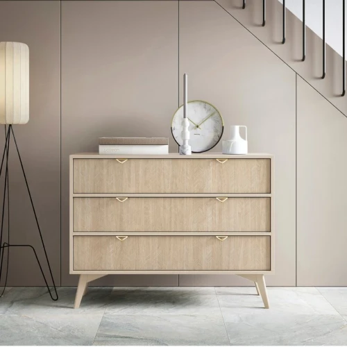 Komoda 106 cm Timber z szufladami w kolorze beż piaskowy