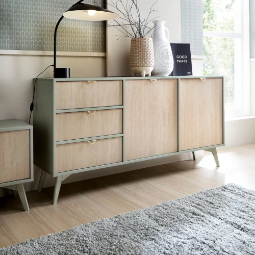 Komoda Timber z drzwiami i szufladami w kolorze eukaliptus