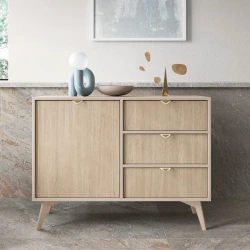 Komoda 106 cm Timber z drzwiczkami i szufladami w kolorze beż piaskowy