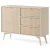 Komoda 106 cm Timber z drzwiczkami i szufladami w kolorze beż piaskowy na białym tle