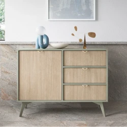 Komoda 106 cm Timber z drzwiczkami i szufladami w kolorze eukaliptus
