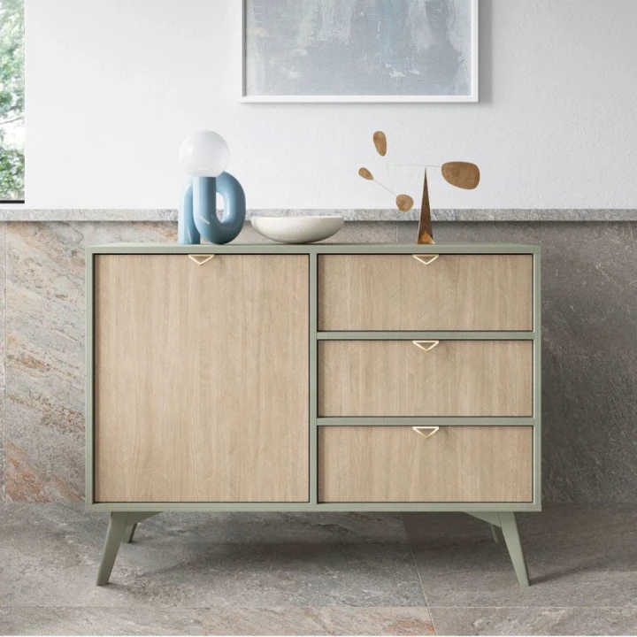 Komoda 106 cm Timber z drzwiczkami i szufladami w kolorze eukaliptus