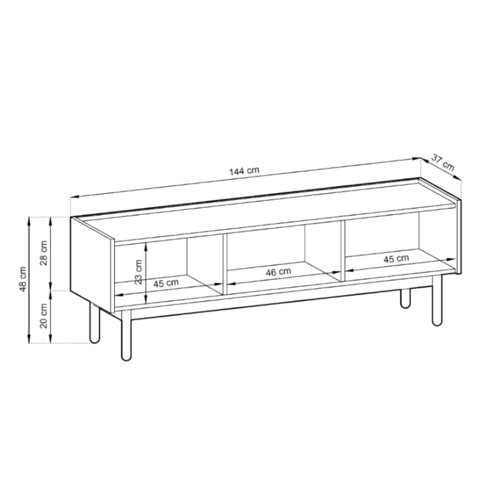 Szafka RTV 144cm Tavro dąb Riviera wymiary