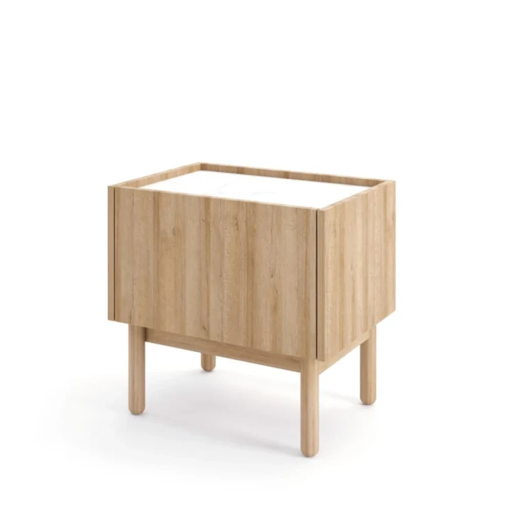 Stolik nocny 50 cm Tavro dąb Riviera na białym tle