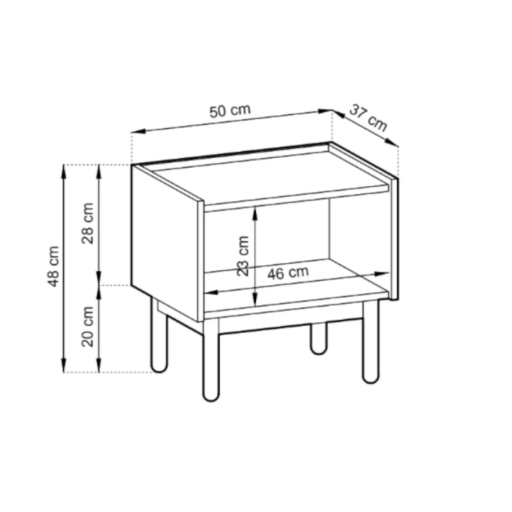 Stolik nocny 50 cm Tavro dąb Riviera wymiary