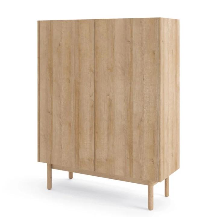 Komoda wysoka 97 cm Tavro dąb Riviera na białym tle