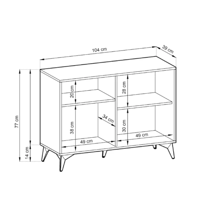 Komoda 104 cm Valmo z drzwiczkami wymiary