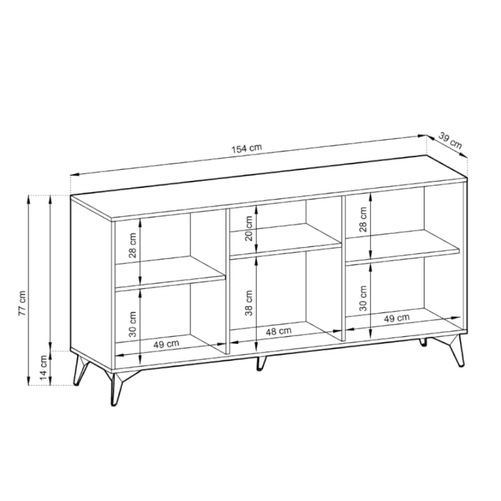 Komoda 154 cm Valmo z drzwiczkami wymiary