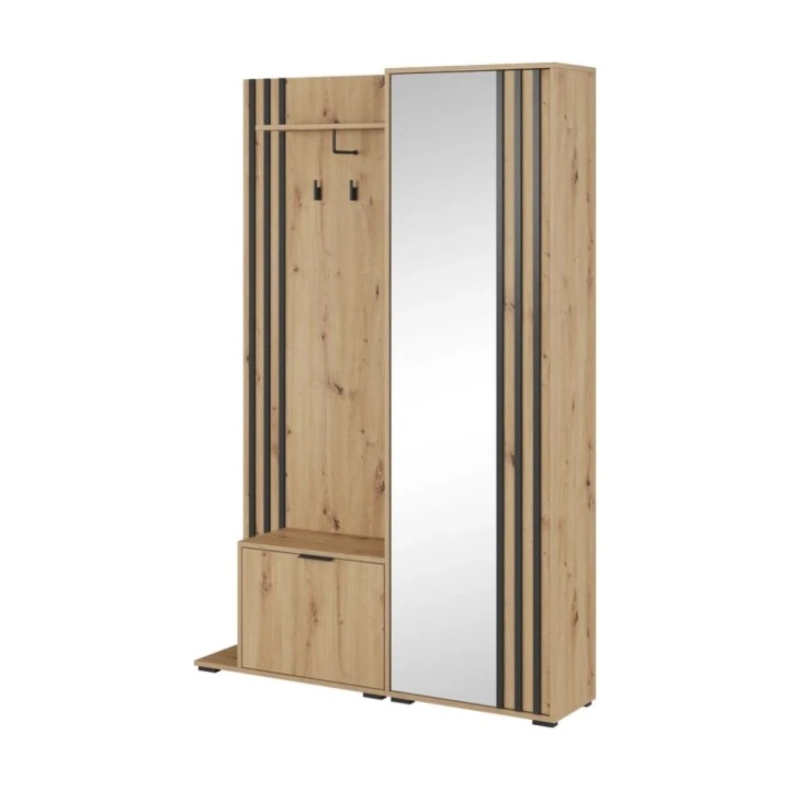 Garderoba Orren w kolorze dąb Artisan na białym tle