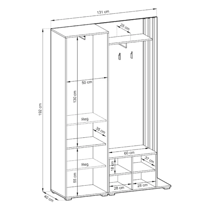Garderoba Orren wymiary