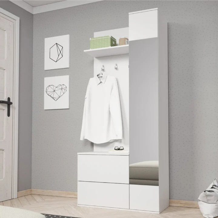 Garderoba Greon z szafkami na buty w kolorze białym