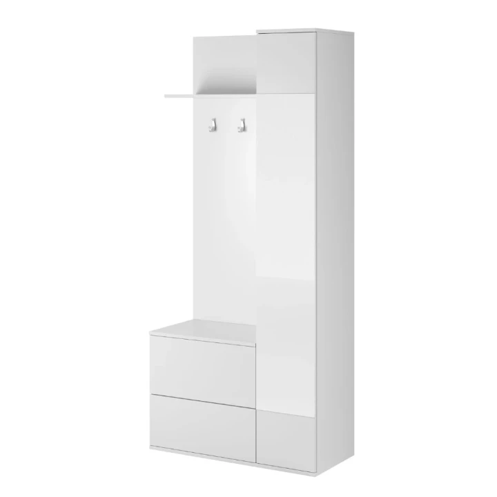 Garderoba Greon z szafkami na buty w kolorze białym na białym tle