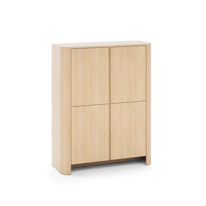 Komoda wysoka Kairo czterodrzwiowa Dąb Vicenza na białym tle
