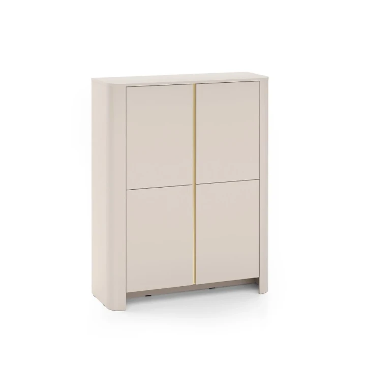 Komoda wysoka Kairo czterodrzwiowa kaszmirowa na białym tle