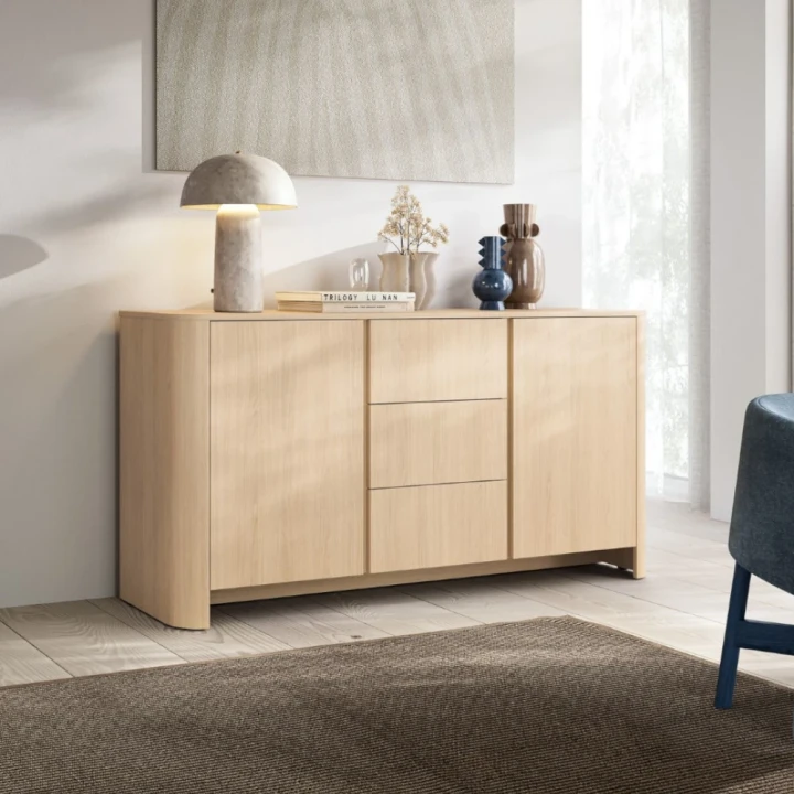 Komoda Kairo dwudrzwiowa z trzema szufladami Dąb Vicenza