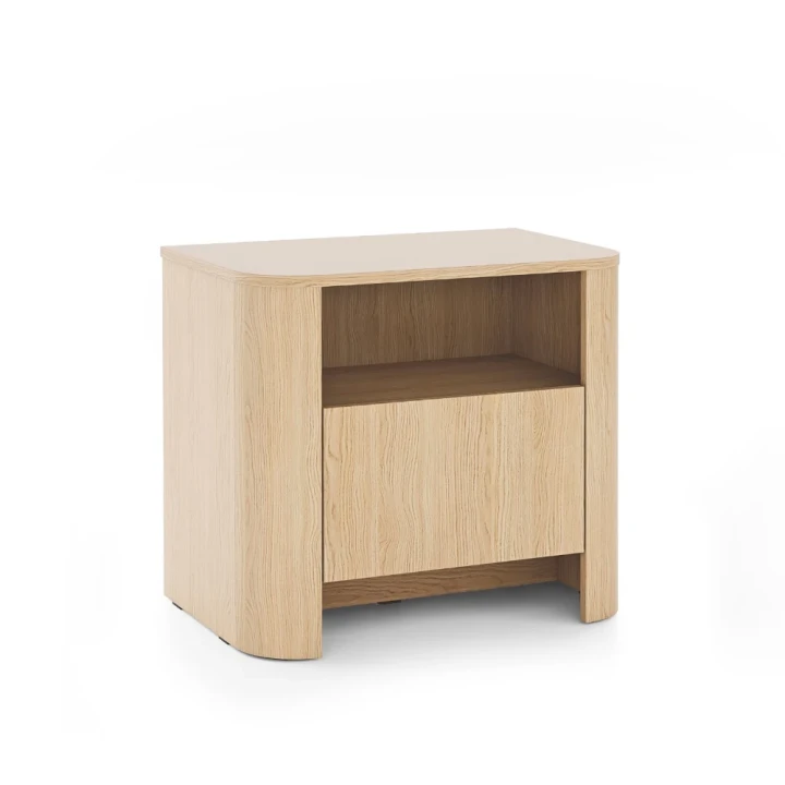 Stolik nocny Kairo z szufladą w kolorze Dąb Vicenza na białym tle