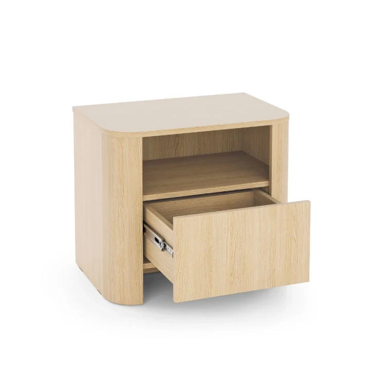 Stolik nocny Kairo z szufladą w kolorze Dąb Vicenza otwarty