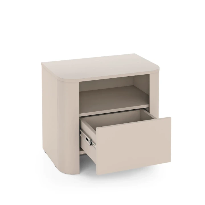 Stolik nocny Kairo z szufladą w kolorze kaszmirowym otwarty