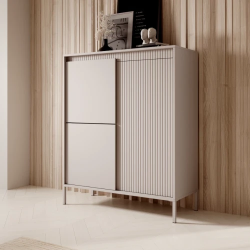 Komoda wysoka trzydrzwiowa Verta beżowa