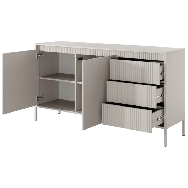 Komoda 153 cm z drzwiczkami i szufladami Verta beżowa