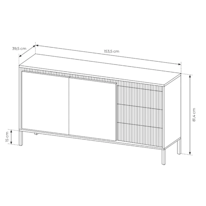 Komoda 153 cm z drzwiczkami i szufladami Verta wymiary