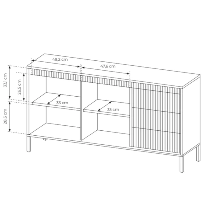 Komoda 153 cm z drzwiczkami i szufladami Verta wymiary