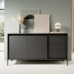 Komoda 153 cm z drzwiczkami i szufladami Verta czarna