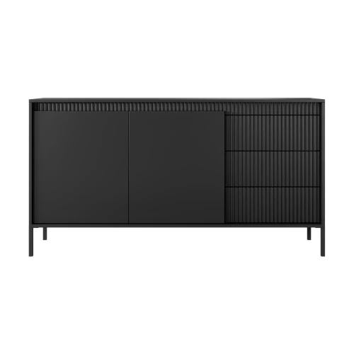 Komoda 153 cm z drzwiczkami i szufladami Verta czarna
