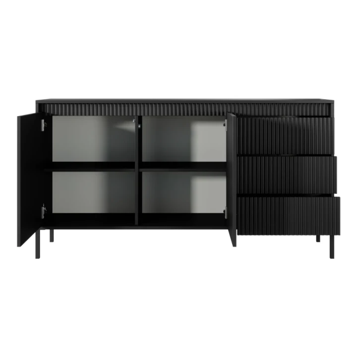 Komoda 153 cm z drzwiczkami i szufladami Verta czarna