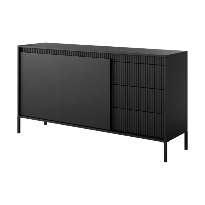 Komoda 153 cm z drzwiczkami i szufladami Verta czarna