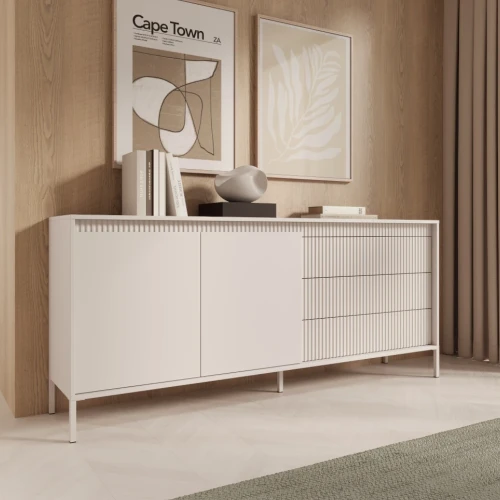 Komoda 187 cm z drzwiczkami i szufladami Verta beżowa