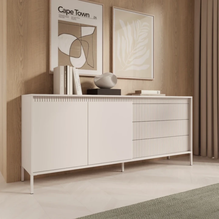 Komoda 187 cm z drzwiczkami i szufladami Verta beżowa