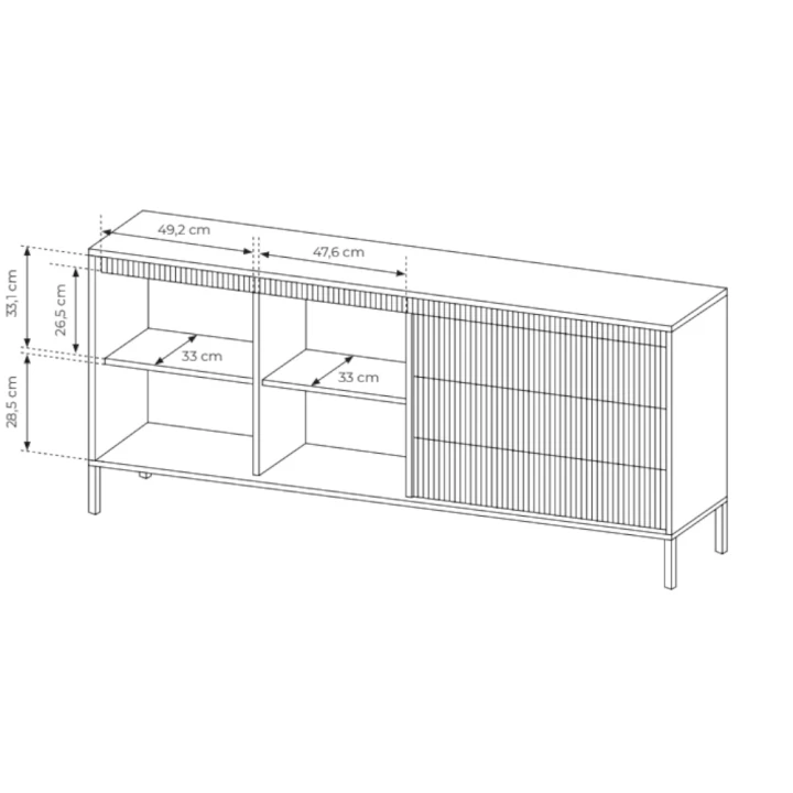 Komoda 187 cm z drzwiczkami i szufladami Verta wymiary