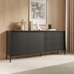 Komoda 187 cm z drzwiczkami i szufladami Verta czarna