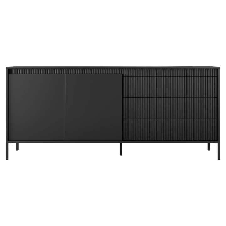 Komoda 187 cm z drzwiczkami i szufladami Verta czarna