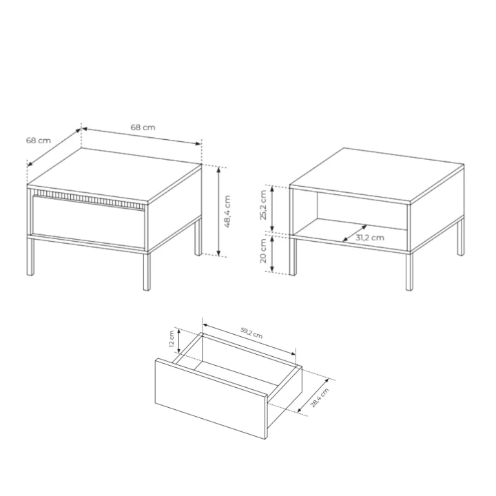 Stolik kawowy do salonu Verta wymiary