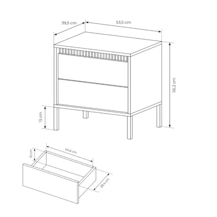 Stolik nocny do sypialni Verta wymiary