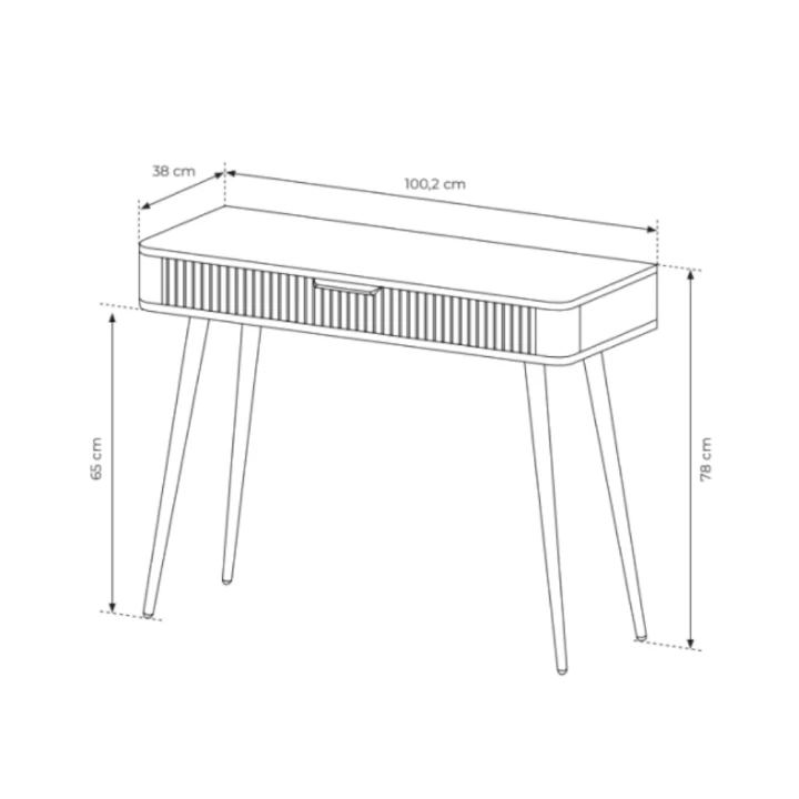 Toaletka Amelia z ryflowaną szufladą wymiary