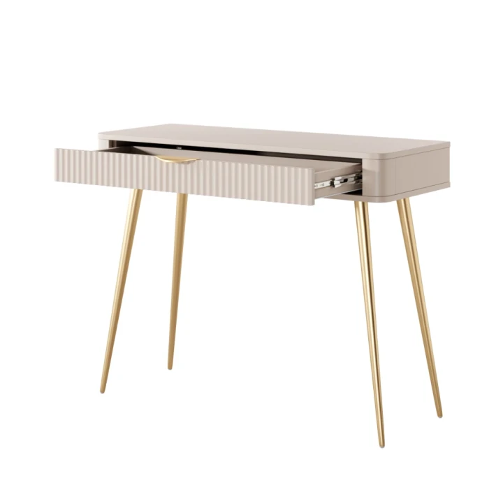 Toaletka Amelia z ryflowaną szufladą beżowa