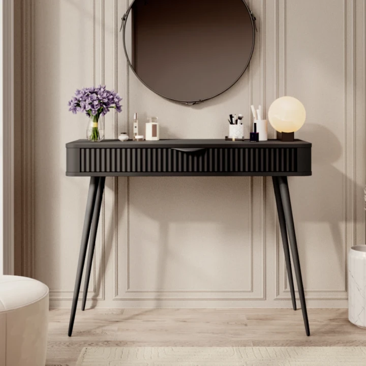 Toaletka Amelia z ryflowaną szufladą czarna