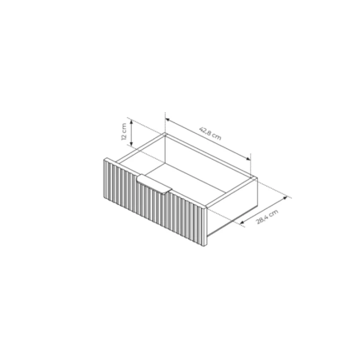 Stolik nocny do sypialni Amelia z ryflowanymi szufladami wymiary szuflady